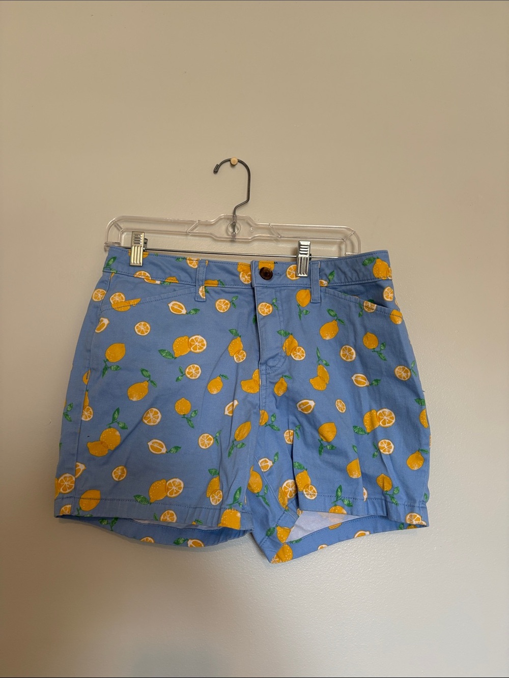 woman’s Blue Lemon Print Casual Shorts